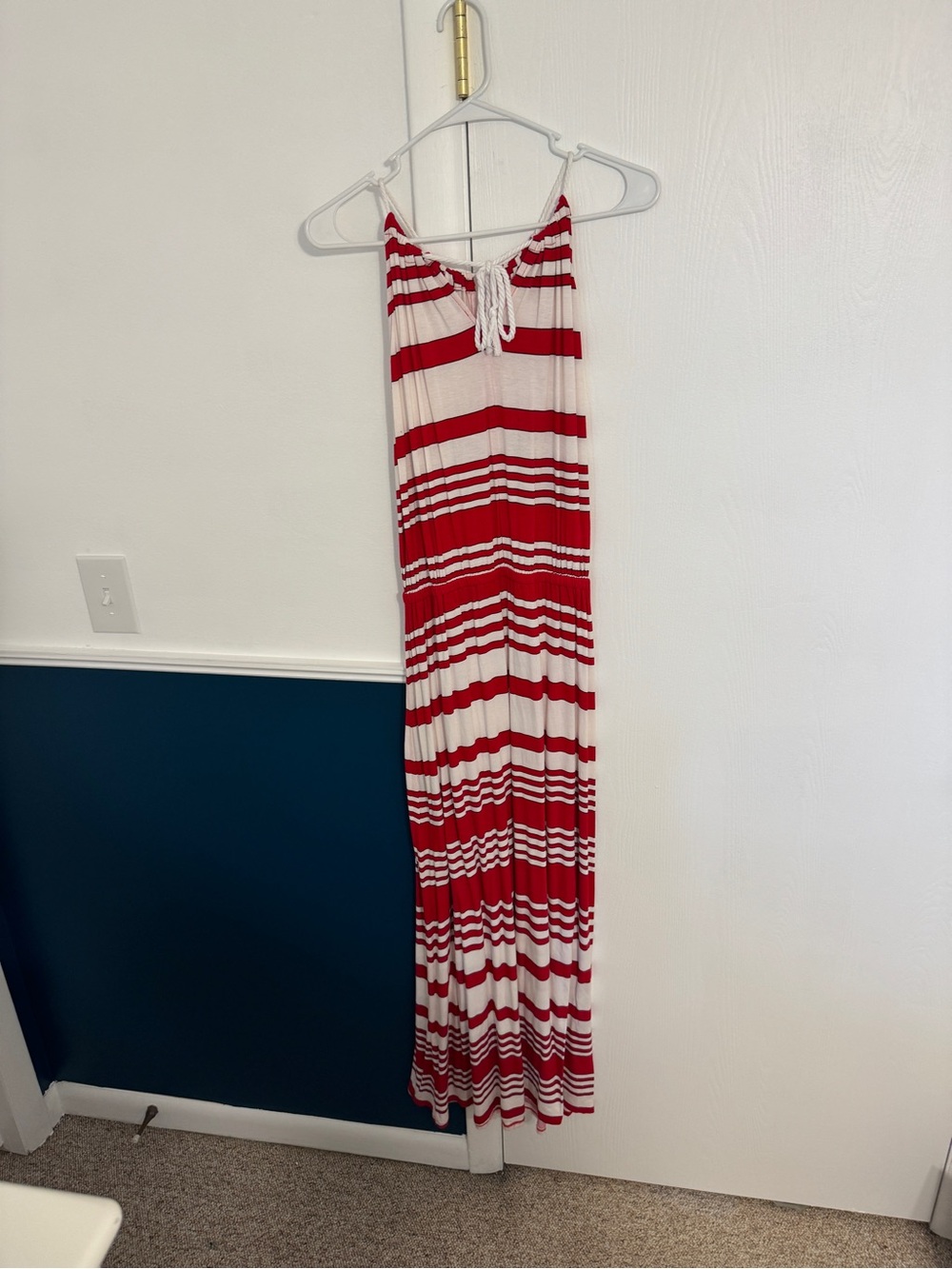 Milly Red and White Striped Maxi Dress